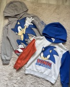 Dwie bluzy chłopięce H&M Sonic z kapturem zestaw aplikacja 122/128cm 