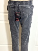 Jeansy joggery czarne z dziurami wysoki stan M/L nowe