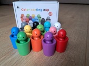 Kolorowy drewniany sorter Montessori dopasowywanie kolorów nauka kolorów 
