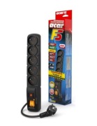 ACAR F5 Przedłużacz listwa przeciwprzepięciowy szary, 5 gniazd, 5m