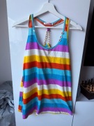 Gamello - Tęczowy top w paski / Kolorowa bluzka na ramiączkach rozmiar L/XL