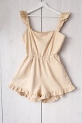 Beżowy krótki bawełniany kombinezon z falbankami Miss Selfridge 46