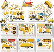 Naklejki Maszyny Budowlane 8szt Puzzle DIY Koparka Wywrotka Dźwig