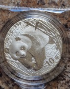 10 YUAN CHINY - 2001 PANDA WIELKA - SREBRO 999