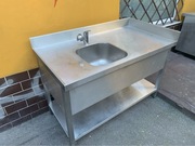 Stół ze zlewem stal nierdzewna spawany półka 1300