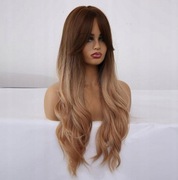 Peruka Włosy Brązowe Fale Wavy Naturalny Wygląd