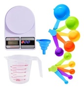 Zestaw Kuchenny 5w1 Waga Elektroniczna Miarki Lejek