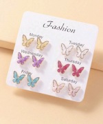 KOLCZYKI MOTYLE ZESTAW 6 PAR