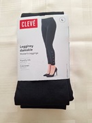 Legginsy damskie nowe, czarne, ocieplane z ozdobnymi perełkami rozm. M/L