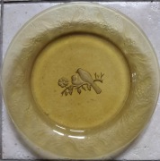 Duży talerz patera Art Deco żółte kolorowe szkło 