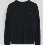 Warkoczowy męski sweter Polo Club rozmiar M Granatowy 100% bawełna