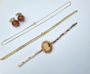 Zestaw eleganckiej biżuterii amerik Vintage kamea