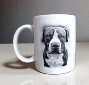 Piękny biały kubek z nadrukiem do kawy herbaty piesek Pitbull