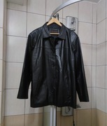 płaszcz damski płaszczyk M kurtka skórzana damska czarna ciemna vintage sk