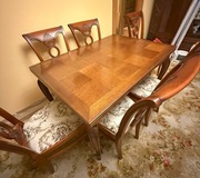 Stylowy ludwikowski rozkładany stół (antyk) z 6 krzesłami 