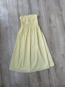 żółta masełko sukienka H&M midi wesele komunia chrzciny bawełna