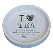 Okrągła biała taca z uchwytami