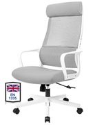 Krzesło biurowe ergonomiczne EN1335 zagłówek 200 kg szare
