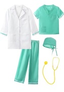 Strój lekarza dla dzieci 5-7 lat 110 stetoskop fartuch spodnie koszula 