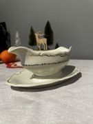 Stara porcelanowa sosjerka Tielsch ze złotym zdobieniemwałbrzych PRL