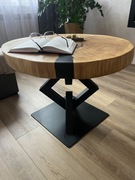 Stolik kawowy plaster dębowy na metalowych nogach Loft