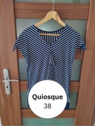 Marynarska bluzka damska z żabotem Quiosque 38 / M paski wiskoza