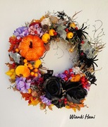 Wianek jesienny na drzwi, dekoracja na Halloween 