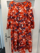 48 Long Tall Sally / LTS czerwona koralowa sukienka kwiaty midi 4XL 20