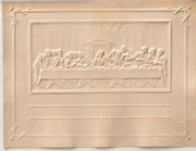 Stary obrazek religijny Ostatnia Wieczerza tłoczenie relief