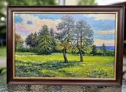 Obraz olejny Sosny w ramie