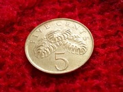 FIVE CENTS 1995 SINGAPUR * UNC * MONETA CZYSZCZONA