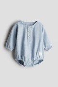 Body H&M 56 niebieskie bawełna kombinezon newborn 