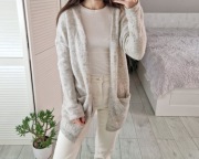 H&M szary kardigan sweter wełniany 31% moher 31% wełna S