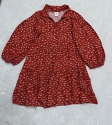 Zara czerwona sukienka boho kwiaty bordo święta sesja jesień 128 7/8l
