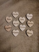 Scrapki drewno serce grawer imię  3cm 10 szt.