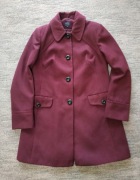 Burgundowy Płaszcz Damski Elegancki taliowany M&S rozmiar 40 L
