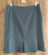 Elegancka szara spódnica do kolan z zakładkami, na podszewce, rozm. 46