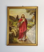 Dobry pasterz - oleodruk początek XX wieku 