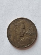 moneta 20 DINARÓW * JUGOSŁAWIA * 1955