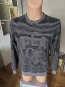 Paul Smith sweter męski M czarny biały wzorzysty Peace rozciągliwy 