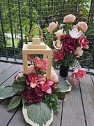 Komplet kompozycji nagrobnych lampion bukiet na pomnik, na cmentarz