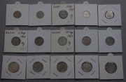 Zestaw carskich kopiejek od 1875 do 1916r SREBRO - 15szt.