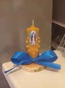 Stroik, świeca religijna Maryjna, 100% wosk pszczeli