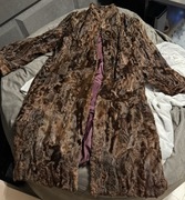 Płaszcz futro naturalne prawdziwe brązowe karakuły