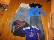 Zestaw 9 ubrań spodnie, koszule, sweter, bluzka PUMA, ADIDAS 7-9 lat