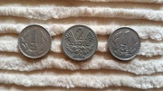 Zestaw trzy monety 2 złote z 1974 roku 1złoty z1985 i 1złoty z 1986