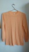 Brzoskwiniowy morelowy sweter pleciony z długim rękawem XL