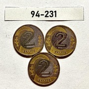 Moneta 2 zł  1994 rok ZESTAW 94-231= 3 szt.