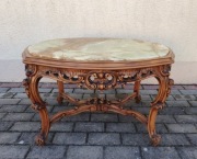 Stolik rzeźbiony barokowy z kamiennym blatem ława 