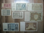 ZESTAW BANKNOTÓW 1 2 5 10 20 50 100 ZŁOTYCH 1929-1946 ROK